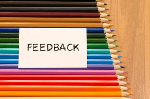 Feedback text concept over pencil background Stock Photos