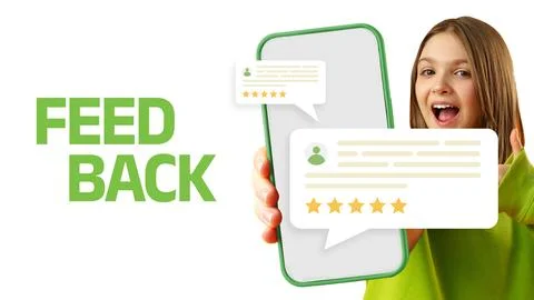 Feedback on user experience with mobile application Stockfoto's