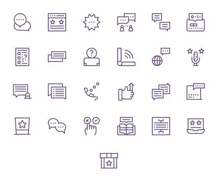 Feedback Vector Icon Library with 25 Regular Line 256x256 Editable Designs Illustrazione stock