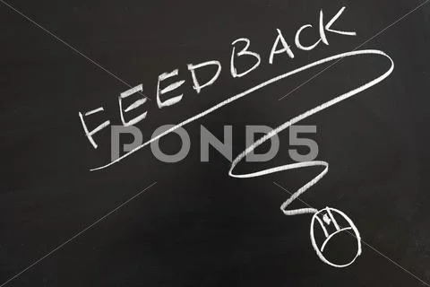 Feedback word and mouse symbol Stock Photos