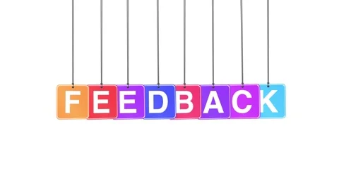 Feedback Word or Text Hang and Bouncing Animation on White Background Stock Footage 302030947