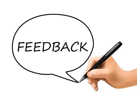 Feedback word in speech bubble Illustrazione stock
