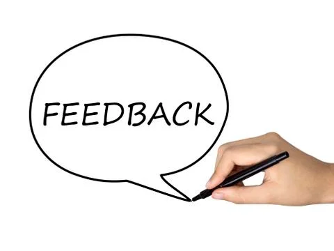Feedback word in speech bubble Foto stock