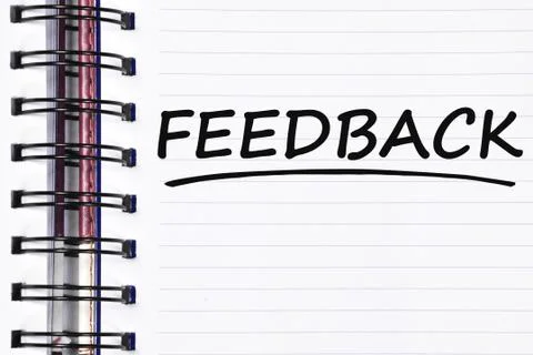Feedback words on spring note book Stock Photos