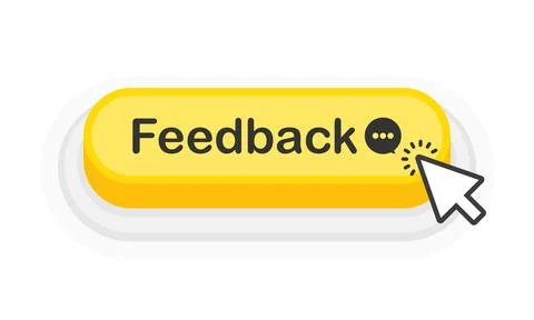 Feedback yellow 3D button in flat style isolated on white background. Vector  Stock Illustration