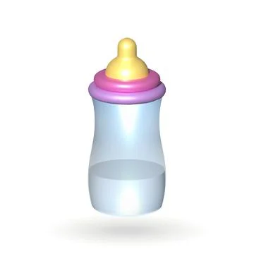 Feeding bottle isolated vector 3d icon. Feeding bottle 3d illustration. Illustrazione stock