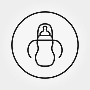 Feeding bottle. Universal Icon. Vector. Editable Thin line. Stock Illustration