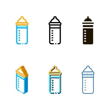 Feeding bottle variety icon vector outline Stock Illustration