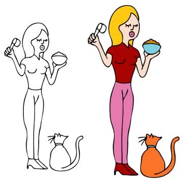 Feeding cat Stock Illustration