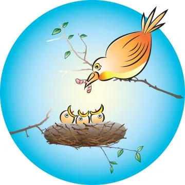 Feeding chicks 스톡 일러스트