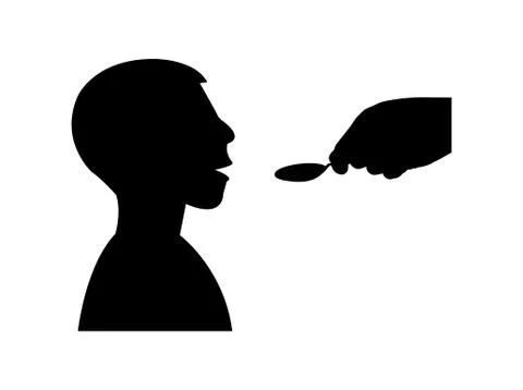 Feeding child with spoon Stock Illustration