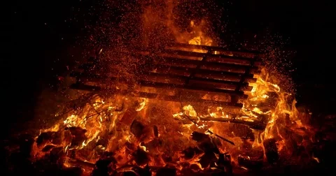 Feeding Fire Bonfire Night 動画素材 82227873