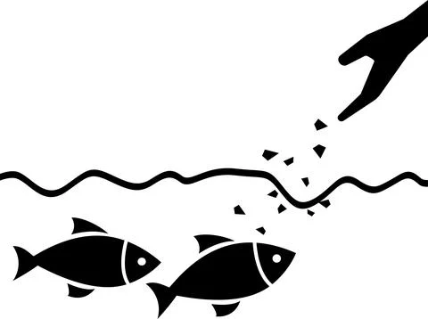 Feeding fish icon. Stock Illustration