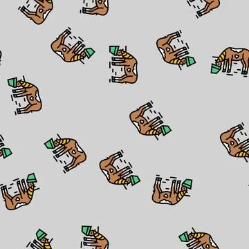 Feeding horse breeding vector seamless pattern Stock Illustration