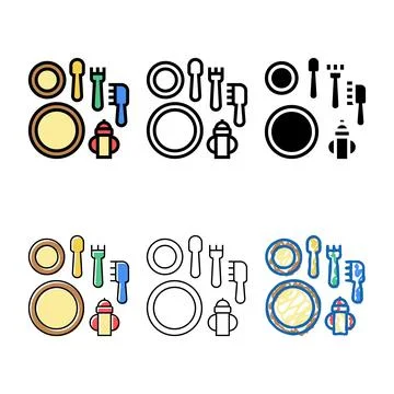 Feeding play set color variations icon vector 스톡 일러스트