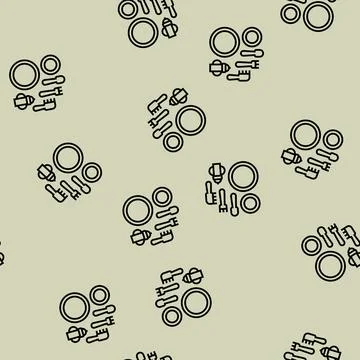 Feeding play set line seamless pattern Stock Illustration