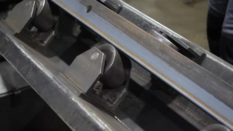 Feeding steel angle on the machine Stock Footage 285037505