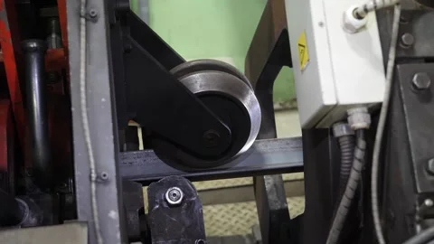 Feeding steel angle on the machine Stock Footage 285037567