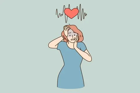 Feeing heart burn and panic concept. Stock Illustration