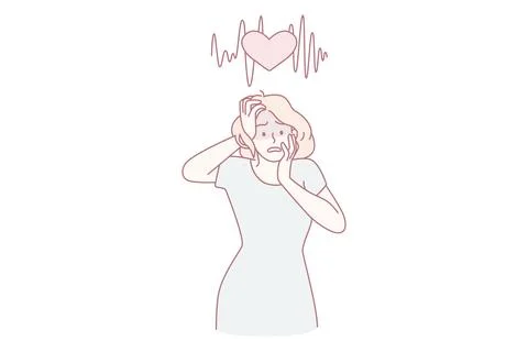 Feeing heart burn and panic concept. Ilustração Stock