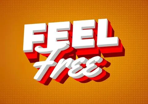 Feel free 3d text design on orange background Stock Illustration