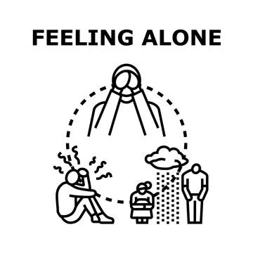 Feeling alone concept, person experiencing sadness Stock Illustration