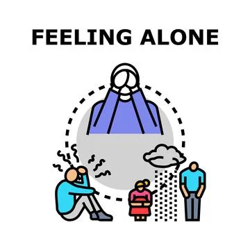 Feeling alone concept, person experiencing sadness Stock Illustration