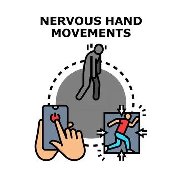 Feeling anxious and stressed creating nervous hand movements Stock Illustration