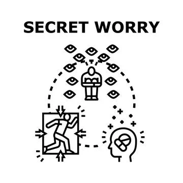 Feeling anxious, stressed, and overwhelmed by hidden worries Stock Illustration
