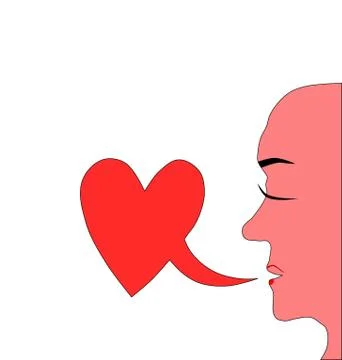 Feeling concept love - face profile with red heart Stock Illustration