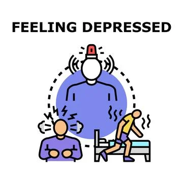 Feeling depressed concept, experiencing mental health problems Stock Illustration