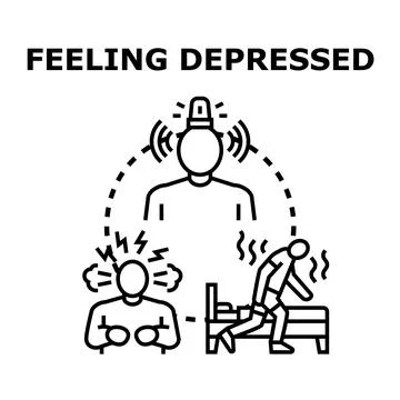 Feeling depressed concept, experiencing mental health problems Stock Illustration