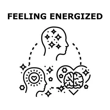 Feeling energized human heads and brain concept Stock Illustration