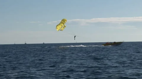 Feeling Free While Parasailing Over the Azure Ocean During Daytime Stock Footage 319538520