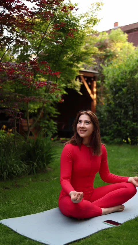 Feeling grateful after meditation Stock-Footage 336780783