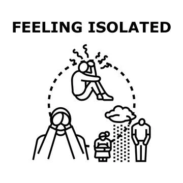 Feeling isolated people experiencing mental health difficulties Stock Illustration