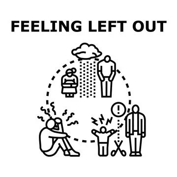 Feeling left out concept expressing social exclusion Illustrazione stock
