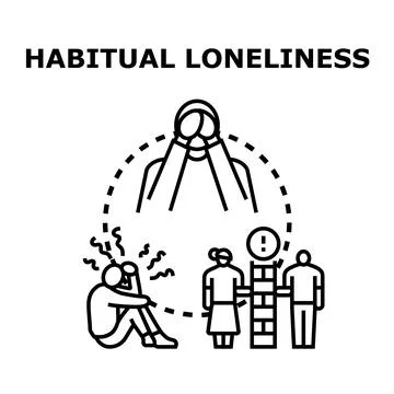 Feeling lonely, sad, and isolated in social exclusion concept Stock Illustration