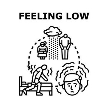 Feeling low concept representing depression and sadness Stock Illustration