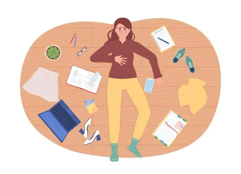 Feeling overwhelmed with clutter flat concept vector spot illustration Stock Illustration