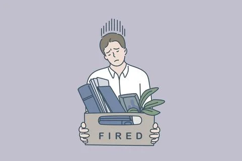 Feeling sad of being fired concept. 库存插图