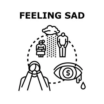 Feeling sad or depression concept icon Stock Illustration