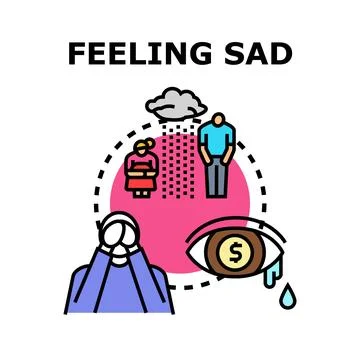 Feeling sad or depression concept icon Stock Illustration