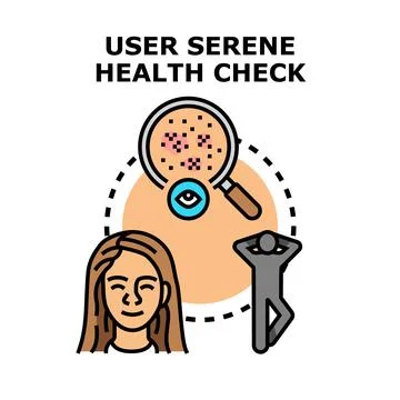 Feeling serene, checking health and wellness, observing skin condition Stock Illustration