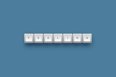 Feeling text on a 3d keyboard button with shadow concept series Illustration