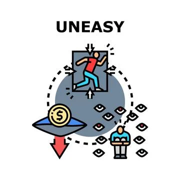 Feeling uneasy inside a confined situation or under pressure Stock Illustration