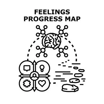 Feelings progress map analyzing human emotional growth Stock-Illustration