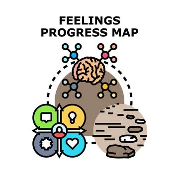 Feelings progress map analyzing human emotional growth Illustration