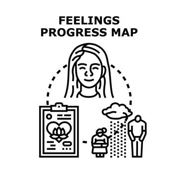 Feelings progress map charting emotional well being Ilustração Stock