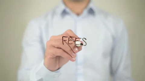 Fees , man writing on transparent screen Vídeo Stock 62755261